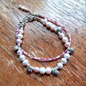 Handmade Pearl And Tiny Shell Bracelet!!!